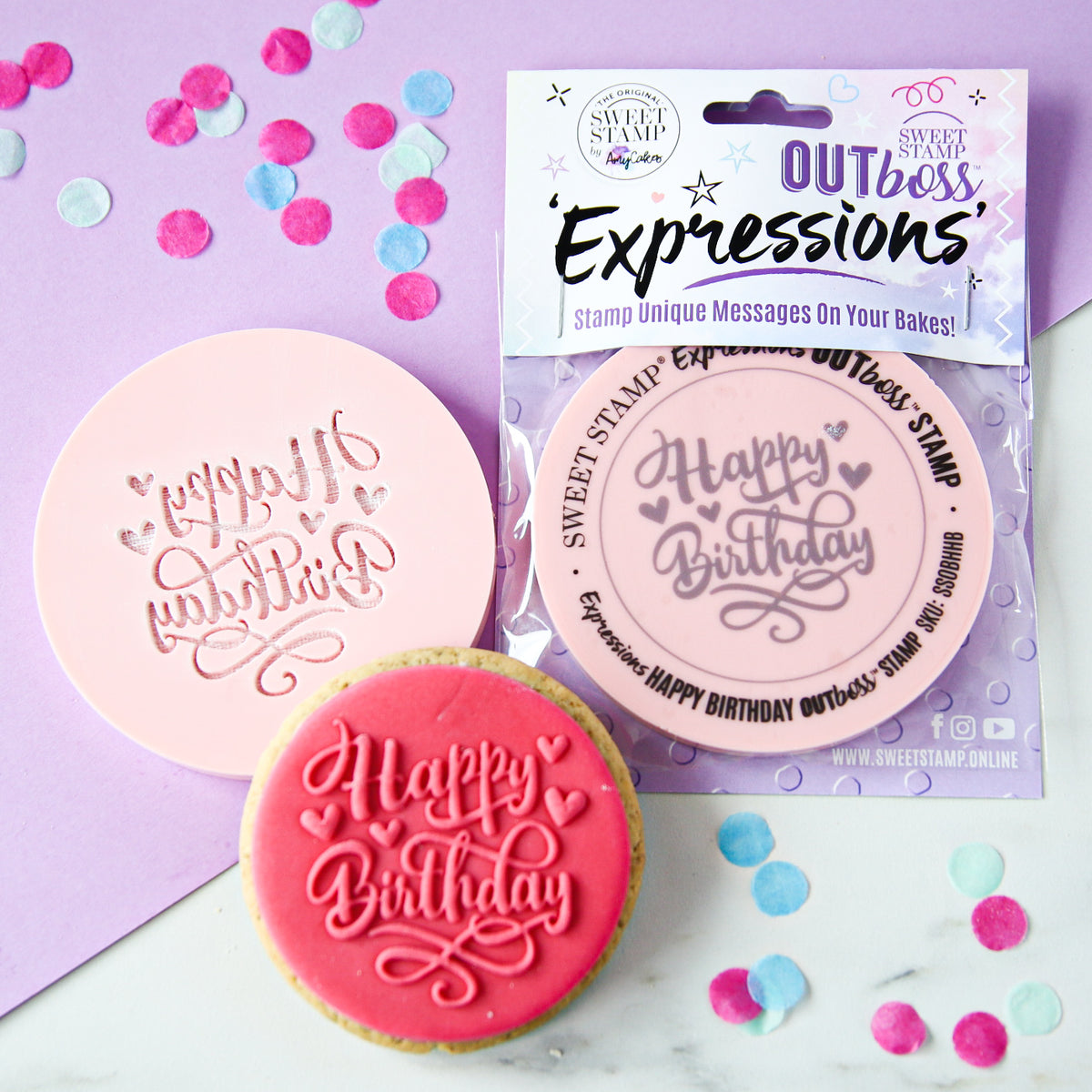 Sweet Stamp Happy Birthday Plastic Cookie/Cupcake Embosser