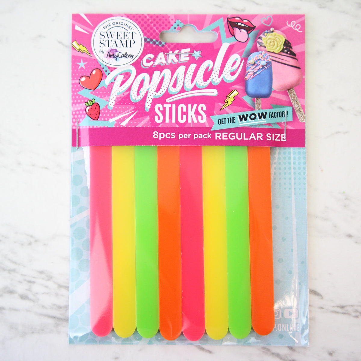 Sweet Stamp - Popsicle Sticks 8 Pack - Neon Glow