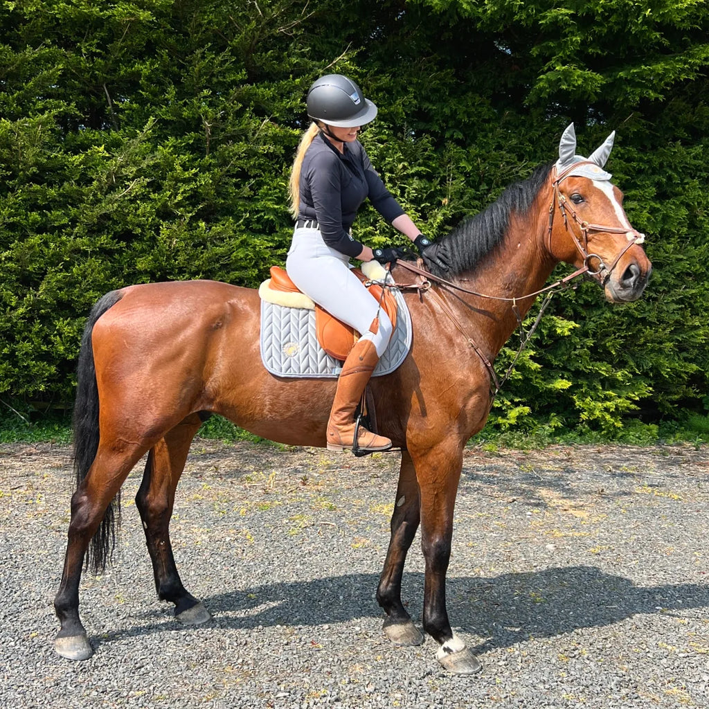 Sandstorm Equestrian - Velvet Ear Veil - Pearl Grey