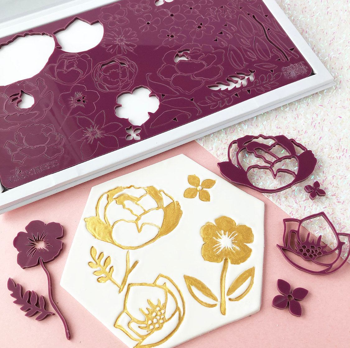 Tropical Vibes Floral Embossing Set - Sweet Stamp by Sweet Bakes - Full Floral Embossing Sweet Stamp Set - Free Fast Shipping to US from IL order